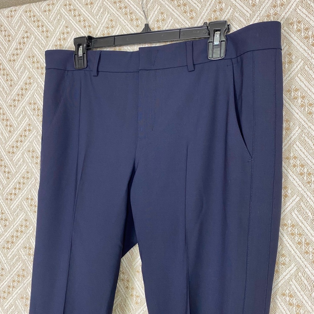 Vince Sz 12 Straight Leg Trouser Wool Quiet Luxury Career Work Office Chic Navy - Picture 5 of 7